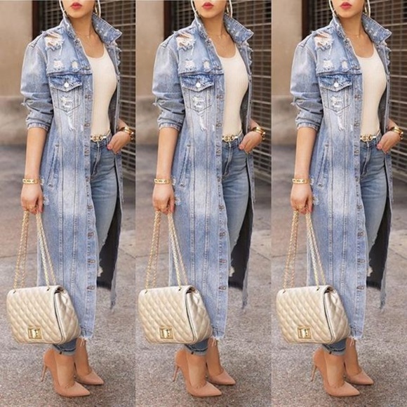 ultrachicfashion.com Jackets & Blazers - Long Denim Jacket